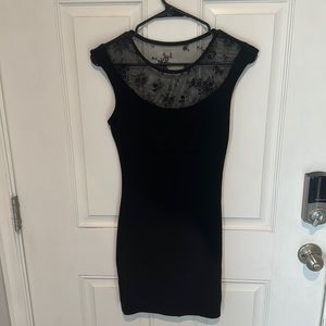 Black Floral lace front and back dress